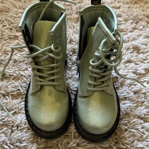 Kids Glitter Lace-Up Dr. Martens in Light Green - Stylish Everyday Footwear